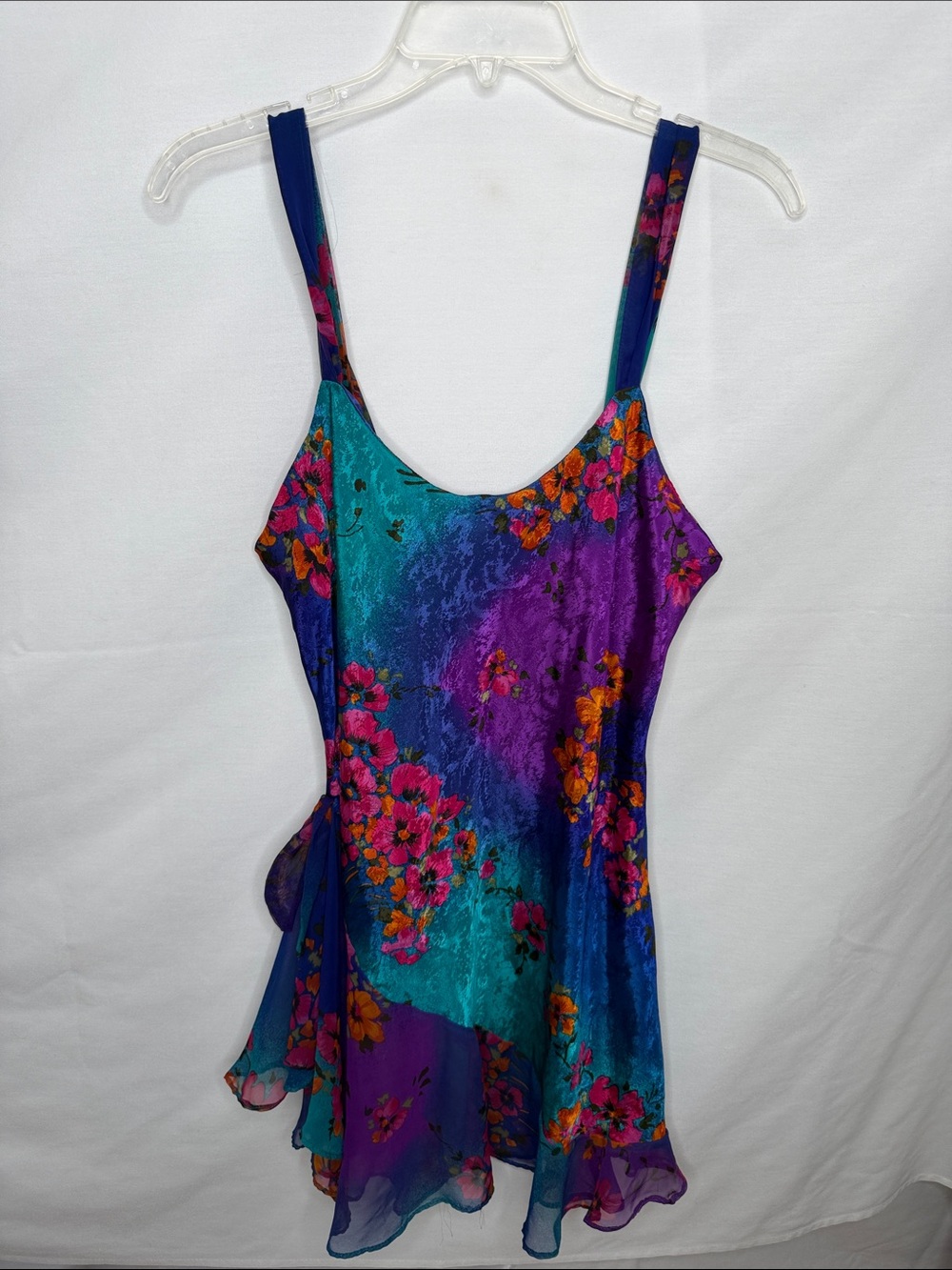 Floral Slip Mini Dress in Teal & Purple - Picture 1 of 3